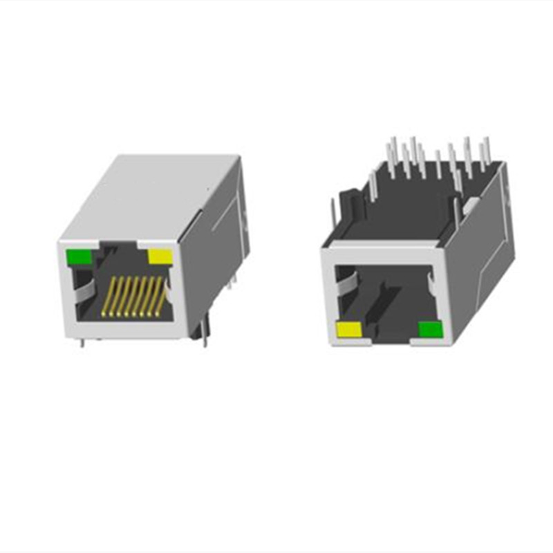RJ45 1X1 TAB-UP 33mm 帶燈帶屏蔽帶彈片十字腳